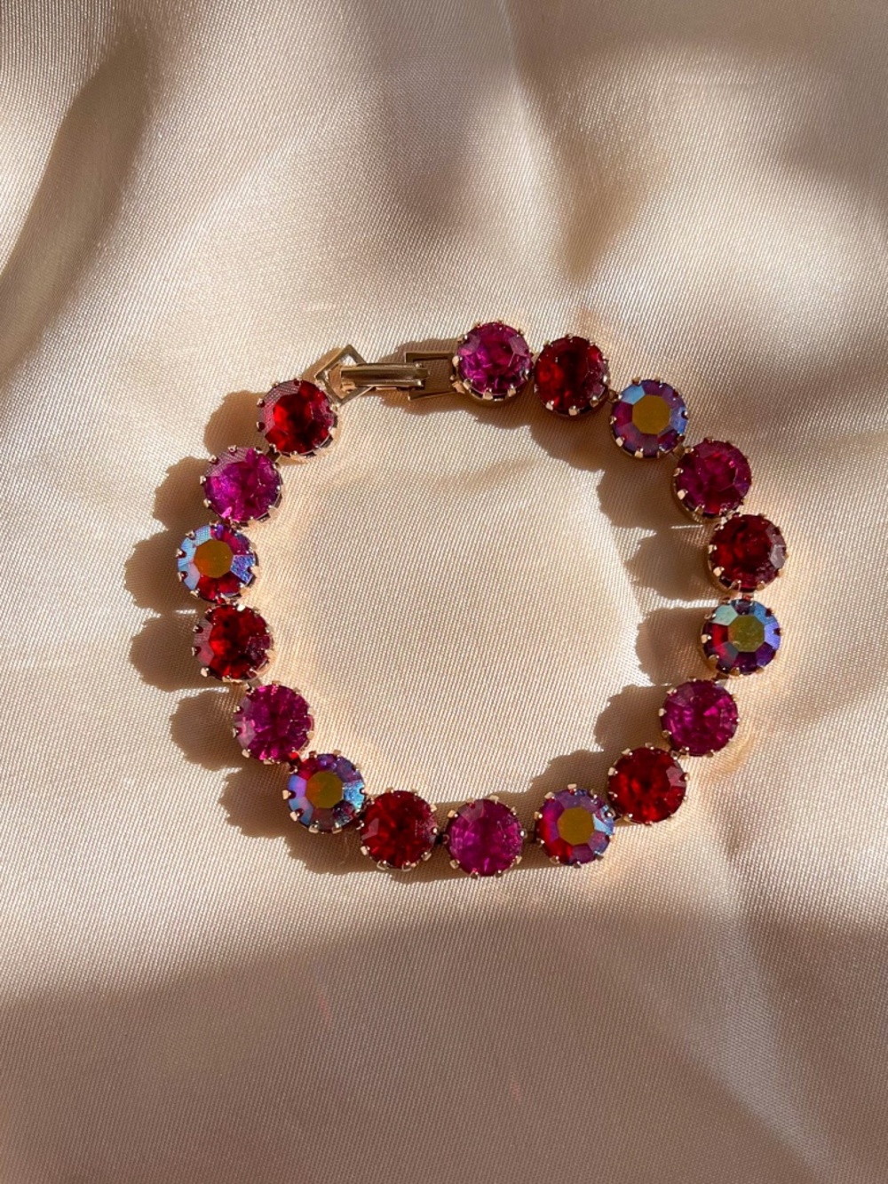 Vintage 1950s Red and Purple Gemstone Bracelet